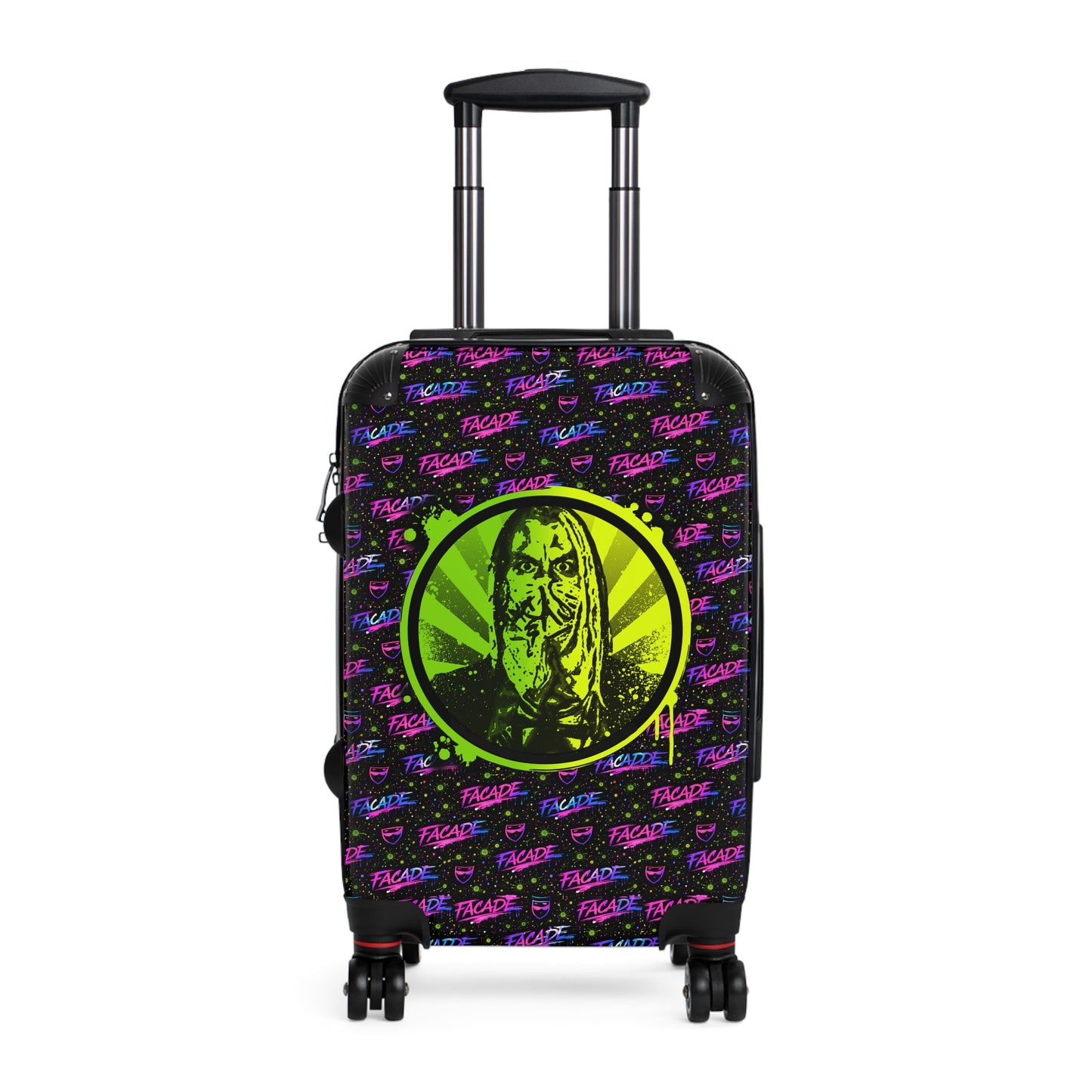 Neon Horror Suitcase — Retro ‘Freak’ Graphic Carry-On for Gothic Travelers